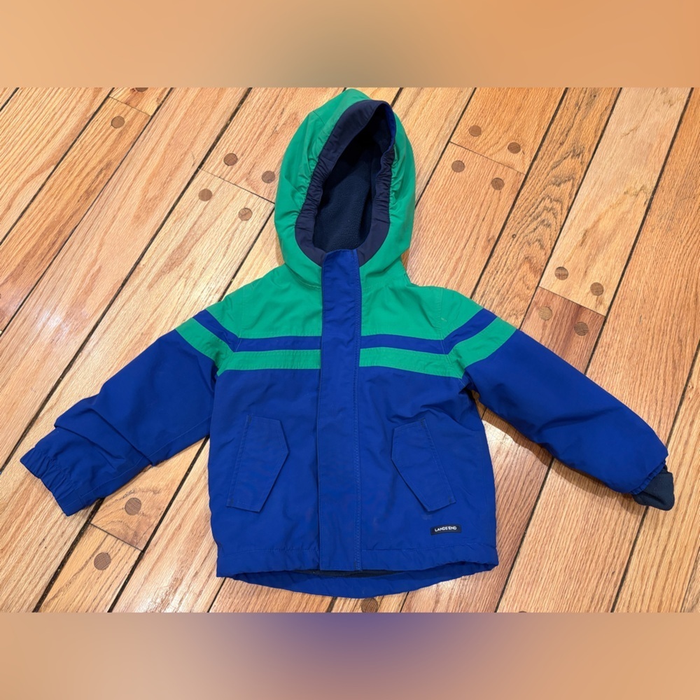 Lands' End Navy Fleece Squall Snow Coat Outdoors Jacket Boys 3T